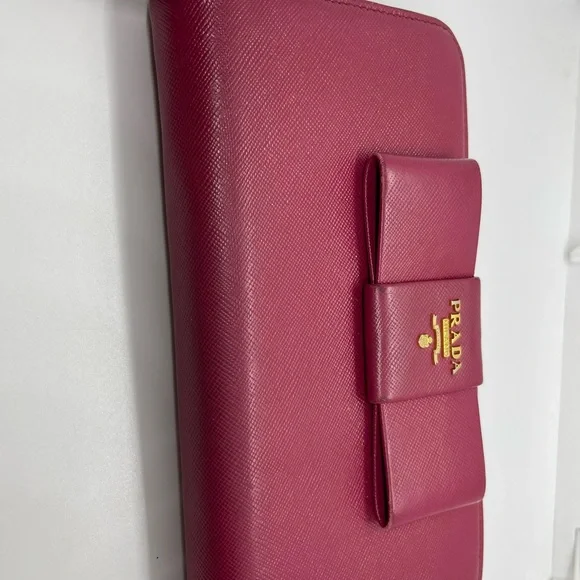 Prada Pink Fiocco Bow Saffiano Lux Long Wallet - Picture 3 of 15